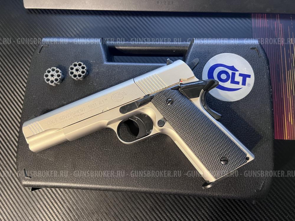 Пневматический пистолет Umarex Colt Government 1911 A1 Никель 4.5 мм (пулевой).