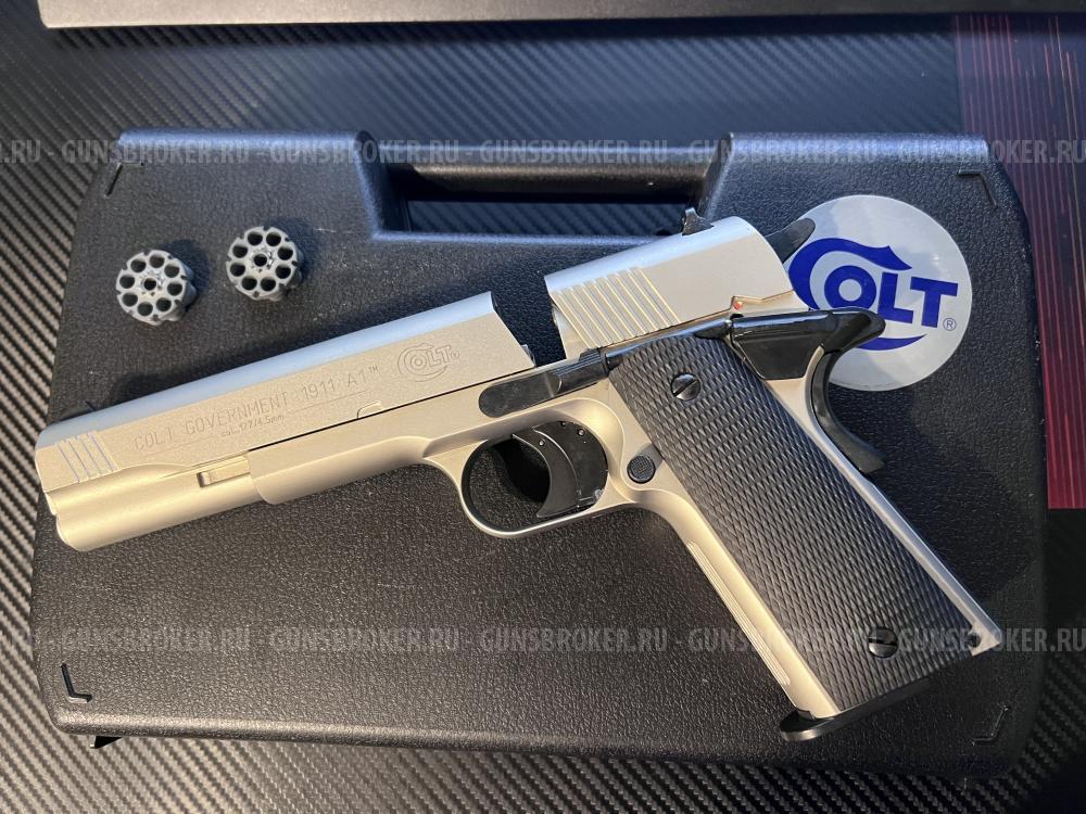 Пневматический пистолет Umarex Colt Government 1911 A1 Никель 4.5 мм (пулевой).
