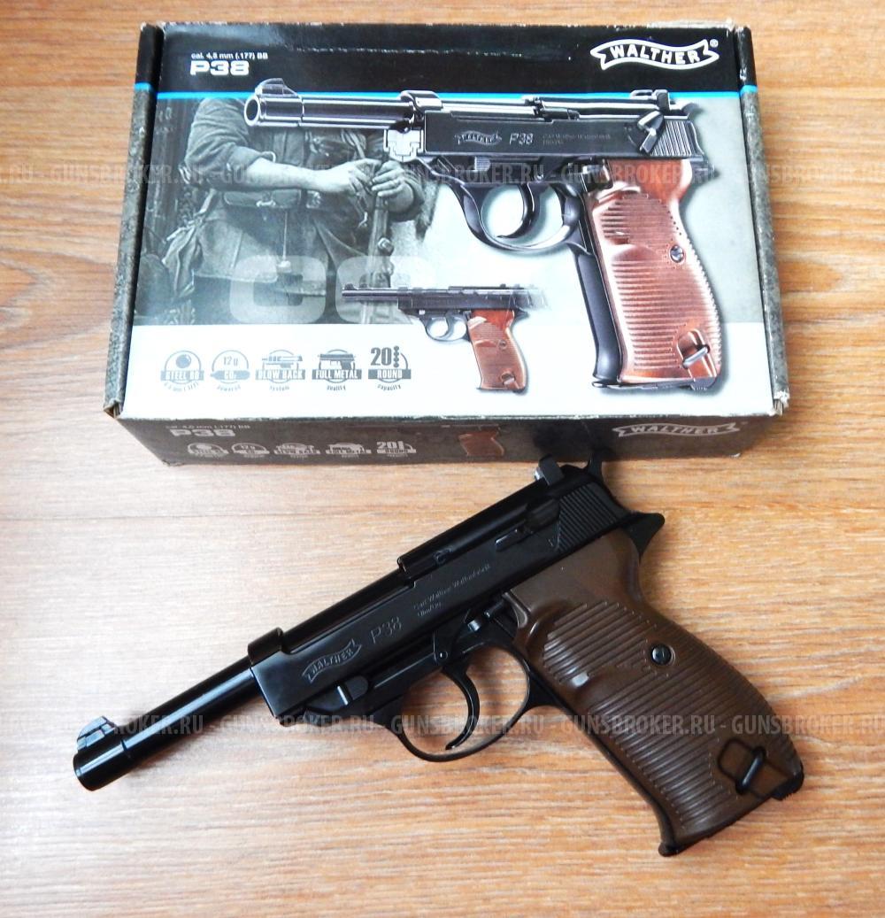 Пневматический пистолет Umarex Walther P38 4.5 мм, новый, с комплектом. Blow Back.