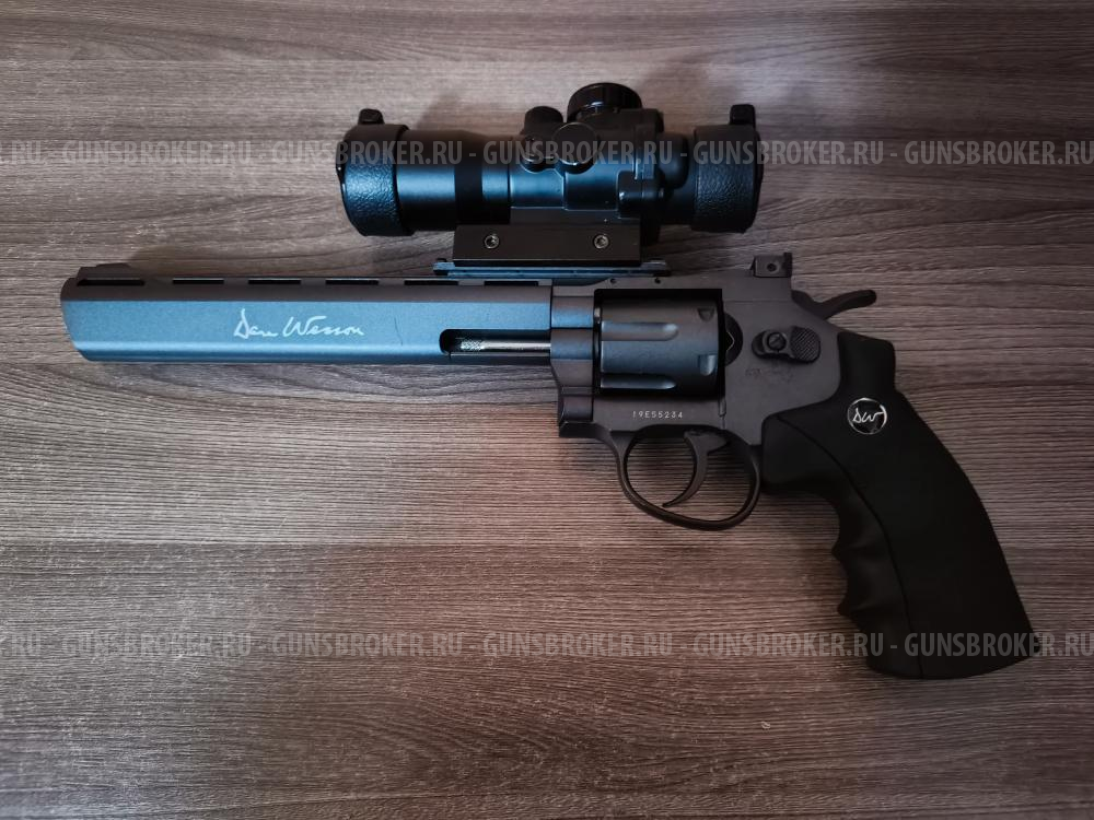 Пневматический револьвер ASG Dan Wesson 8" Grey c коллиматорным прицелом