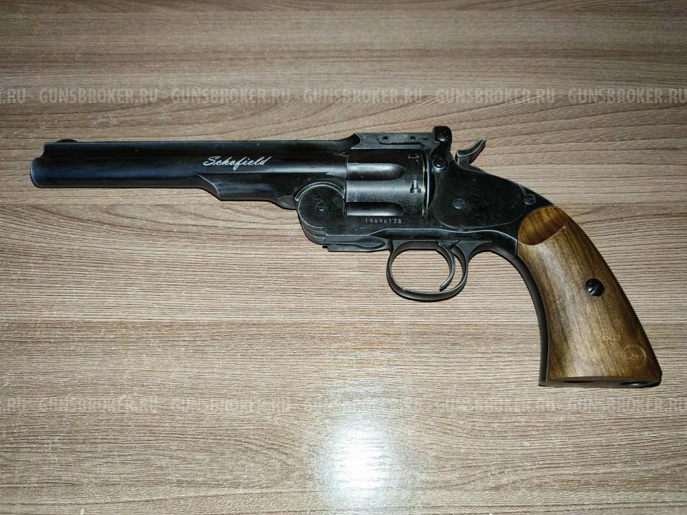 Пневматический револьвер ASG Schofield 6 Aging Black 4.5 мм (S&W, пулевой)