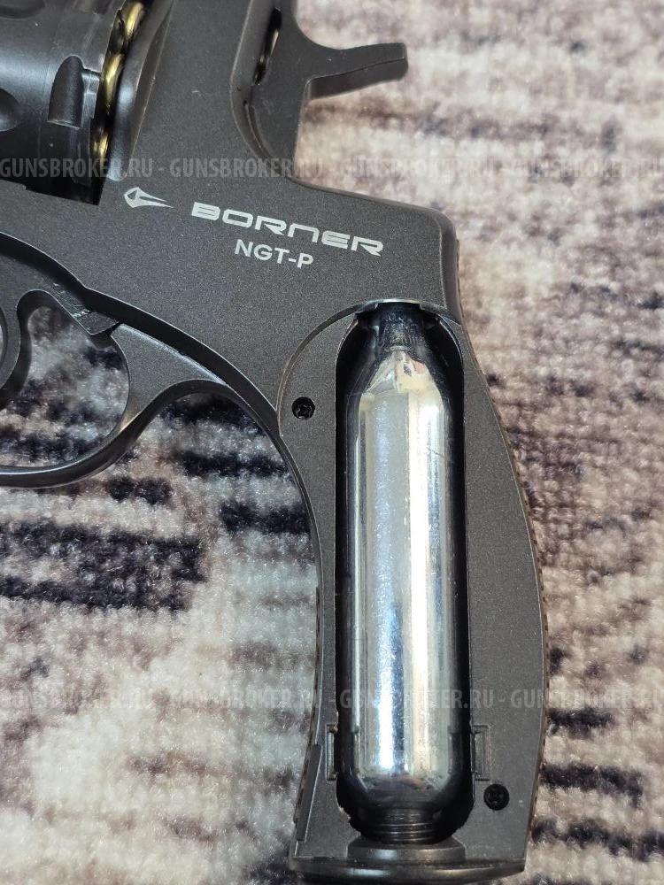 Пневматический револьвер Borner NGT-P Black кал. 4,5 мм, пулевой (Наган), металл