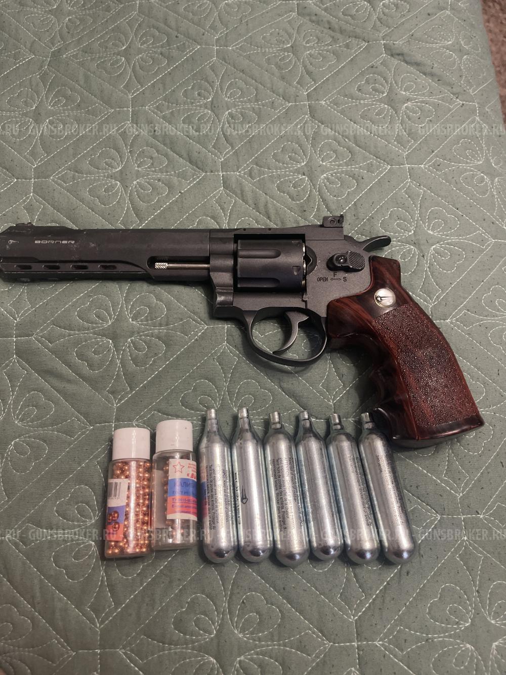 Пневматический револьвер Borner Super Sport 702 (3Дж, металл, с картриджами 6шт) кал.4.5 м