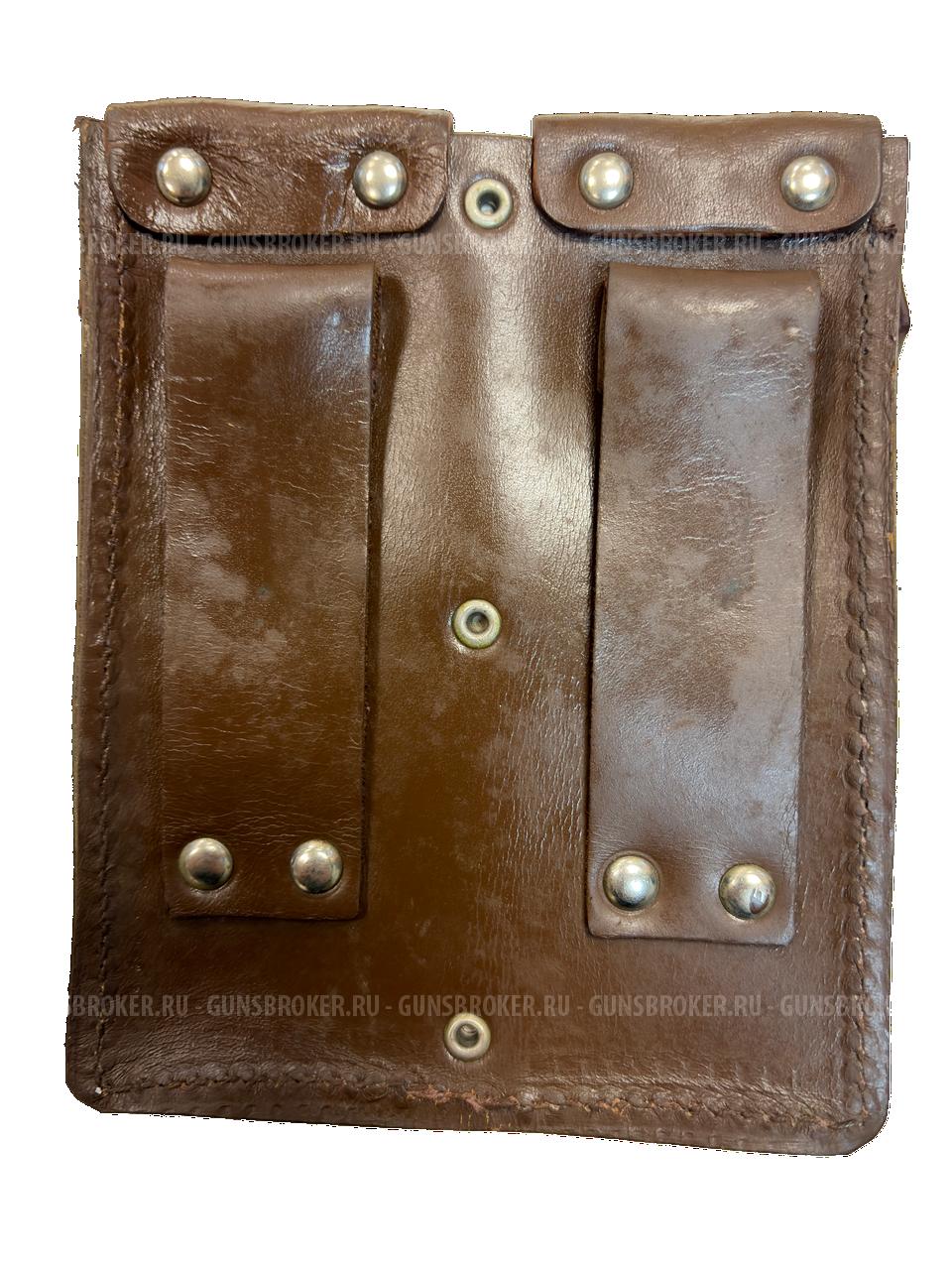 Подсумок для АПС (пистолет Стечкина) на 4 магазина, коричневая кожа (оригинал СССР)