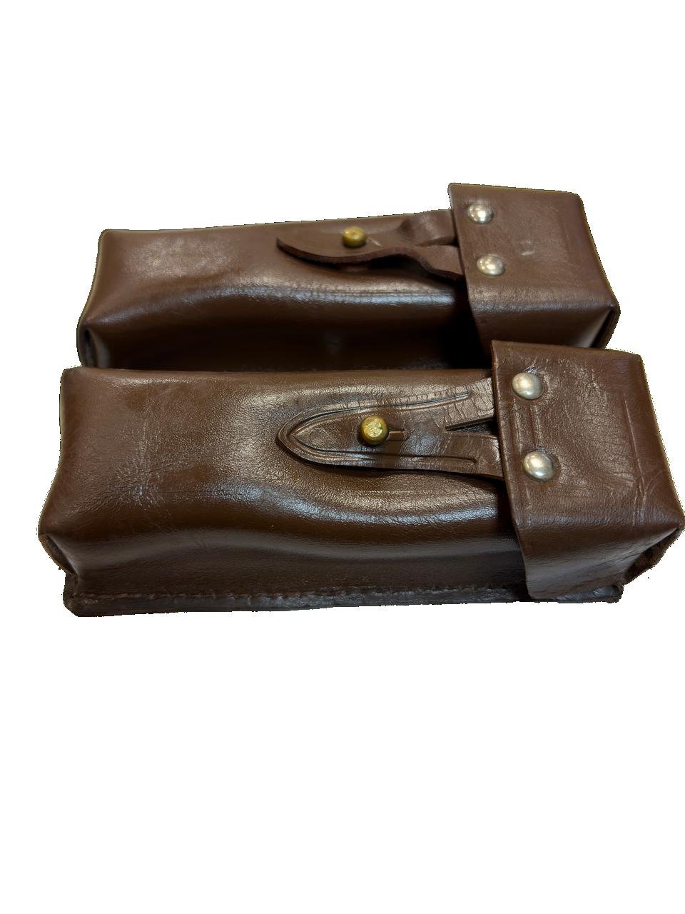 Подсумок для АПС (пистолет Стечкина) на 4 магазина, коричневая кожа (оригинал СССР)