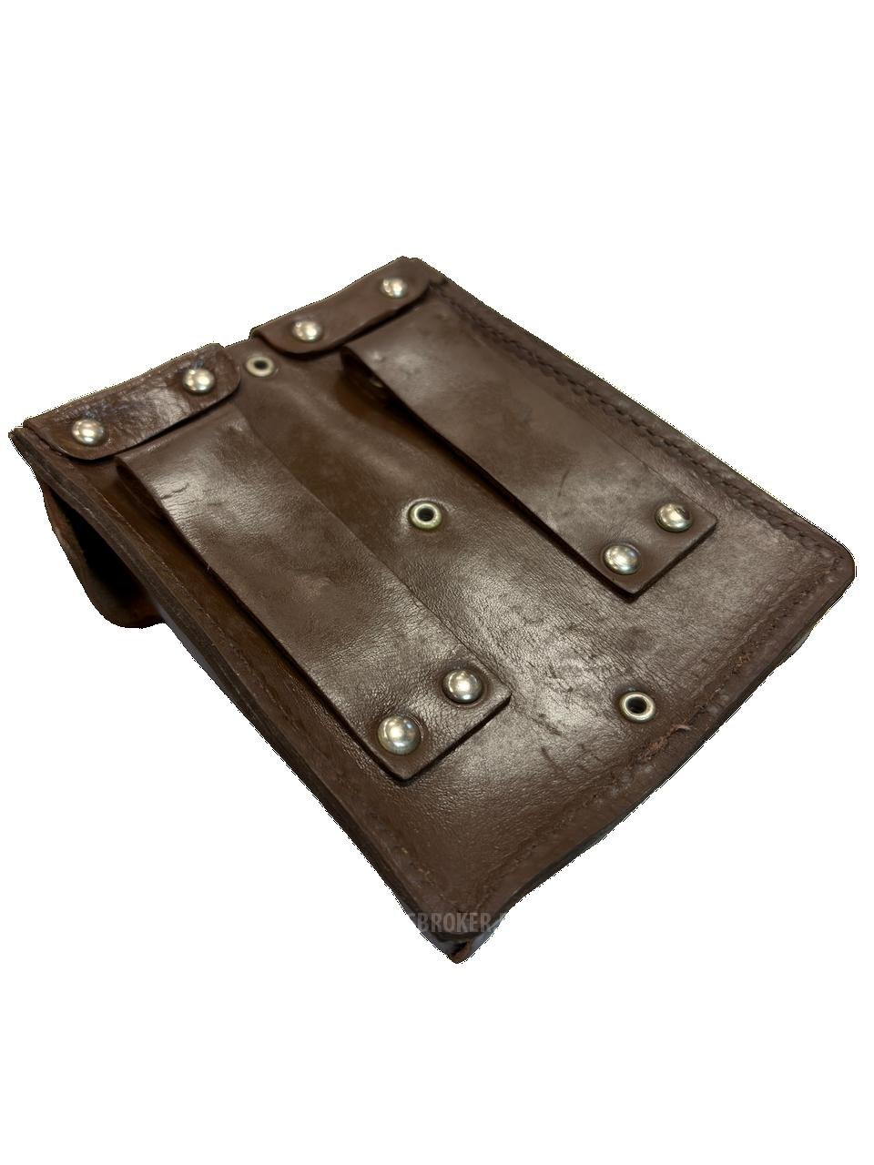 Подсумок для АПС (пистолет Стечкина) на 4 магазина, коричневая кожа (оригинал СССР)