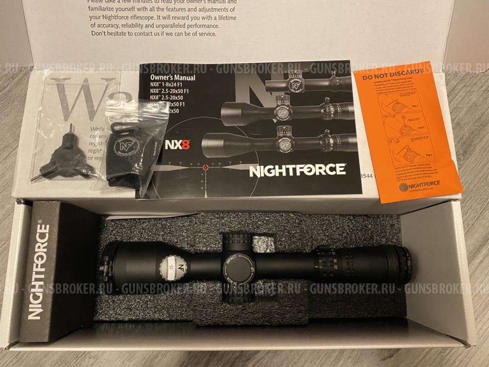прицел Nightforce NX8 2.5-20x50 F1 MOAR + кольца NF XTRM Ring Set 30mm