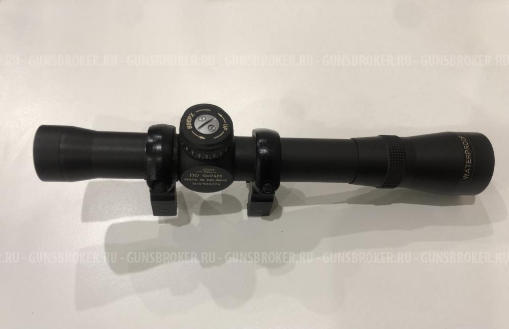 Прицел оптический ПО 4х24М (Беларусь) с кольцами с окошком