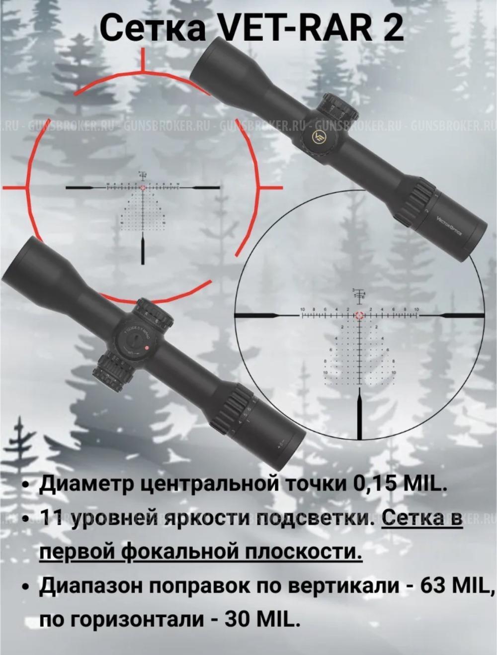 Прицелы Vector Optics Continental 34mm, zero stop, FFP