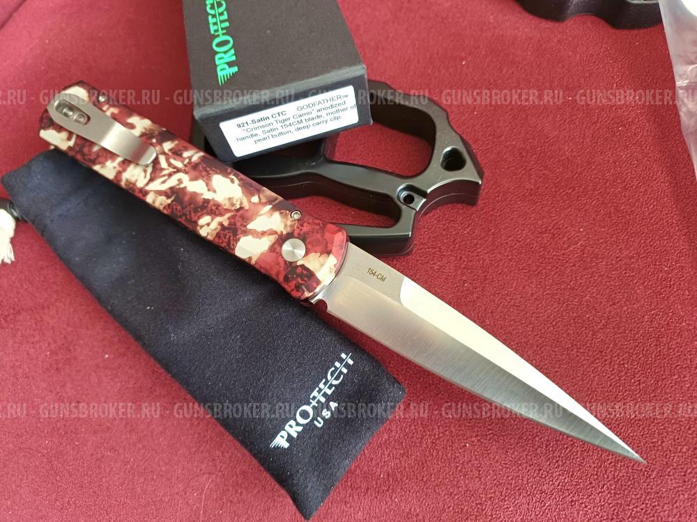 Pro-Tech Godfather Automatic Knife Crimson Tiger Anodized (4" Satin)921-Satin CTC