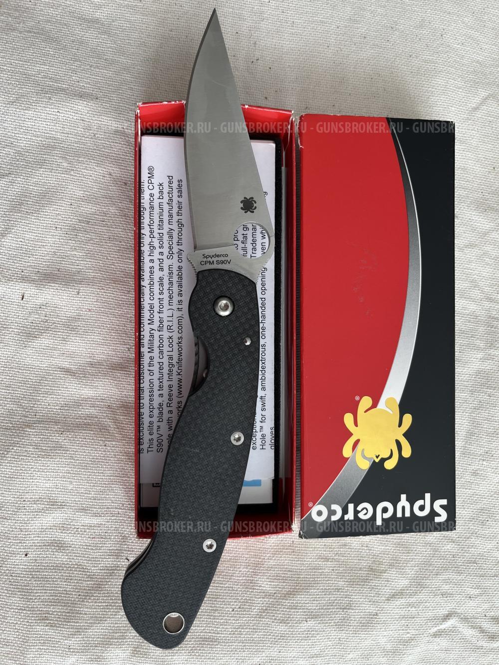 Продам Spyderco military CPM S 90 V Титан/Карбон