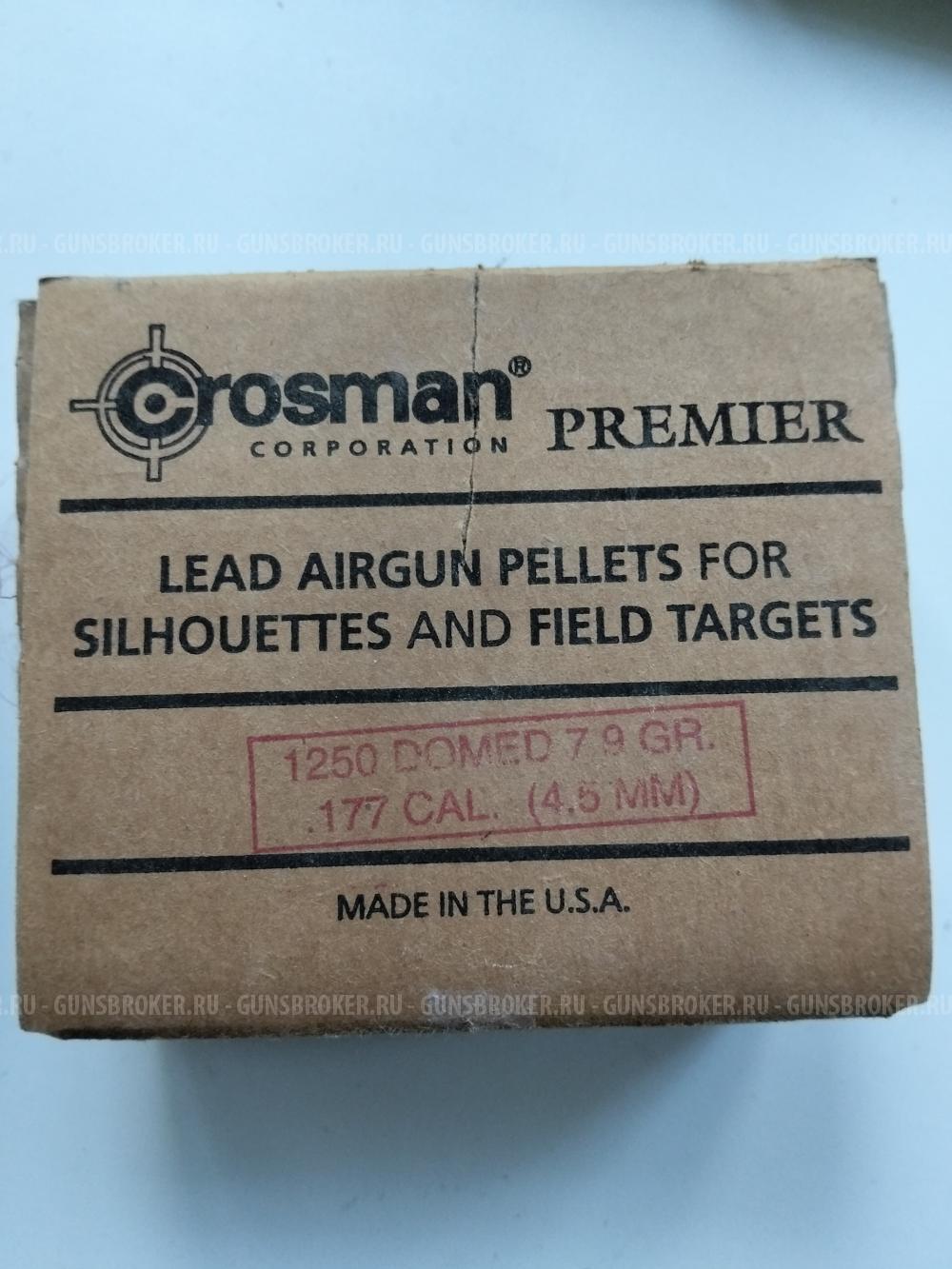 пули для пневматики Crosman Premier Domed 4,5 мм, 7,9 гр, 10,5 гр
