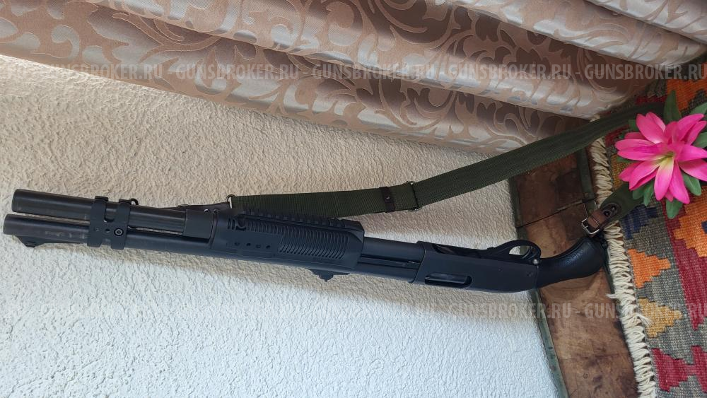 Remington 870: Цевьё Fab Defence c 3 планками пикатини + держатель для тактического фонаря САА