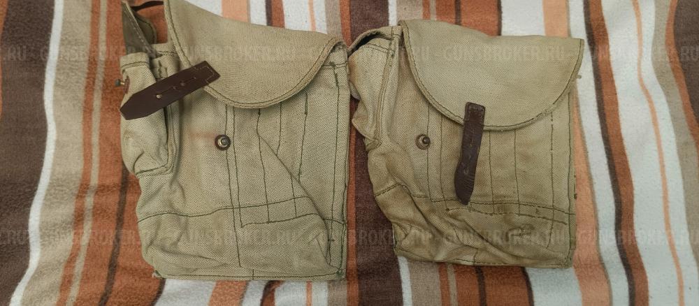 Брезентовые армейские подсумки на 4 магазина АК, производство СССР.