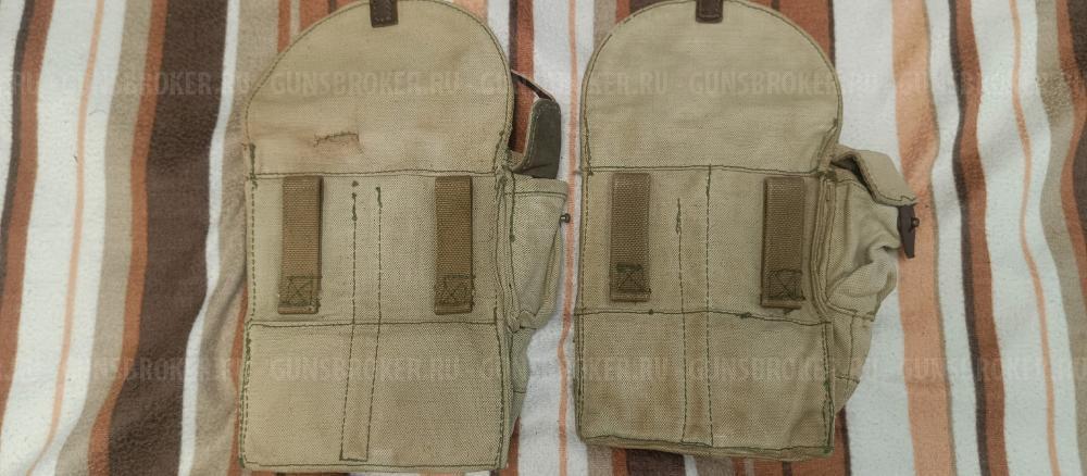 Брезентовые армейские подсумки на 4 магазина АК, производство СССР.