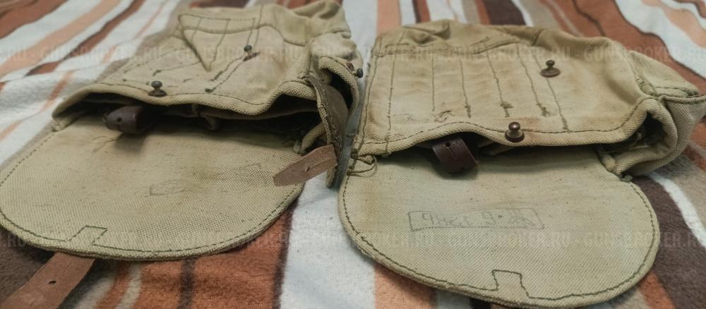 Брезентовые армейские подсумки на 4 магазина АК, производство СССР.