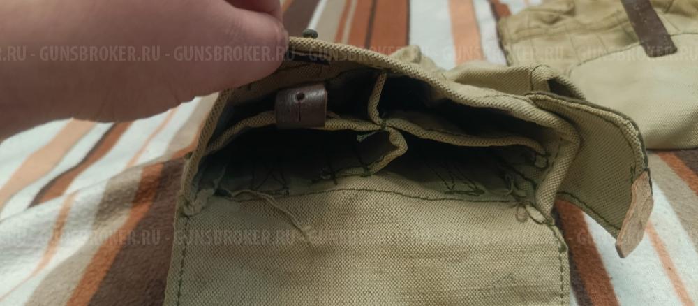 Брезентовые армейские подсумки на 4 магазина АК, производство СССР.