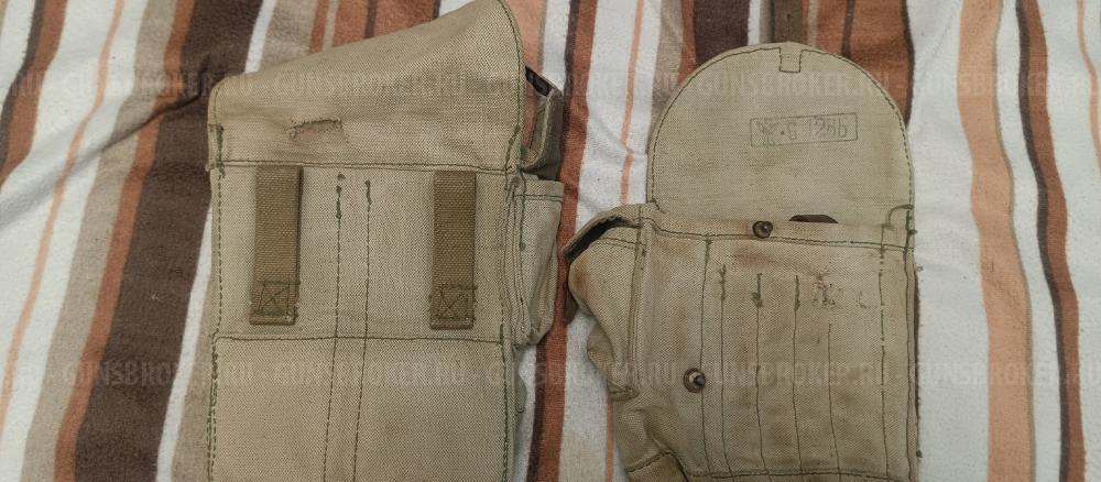 Брезентовые армейские подсумки на 4 магазина АК, производство СССР.