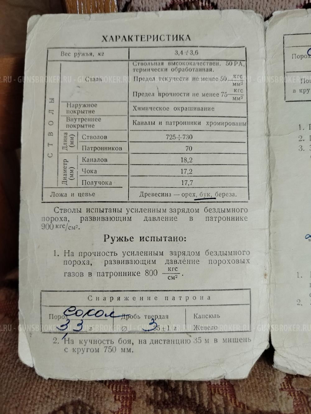 Ружье ИЖ 54 двуствольный, калибр 12