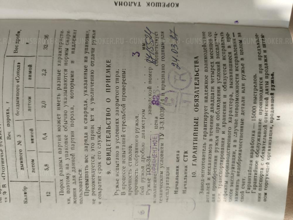 Ружьё, ТОЗ 34, 12 калибр, орнаментное, в отличном состоянии