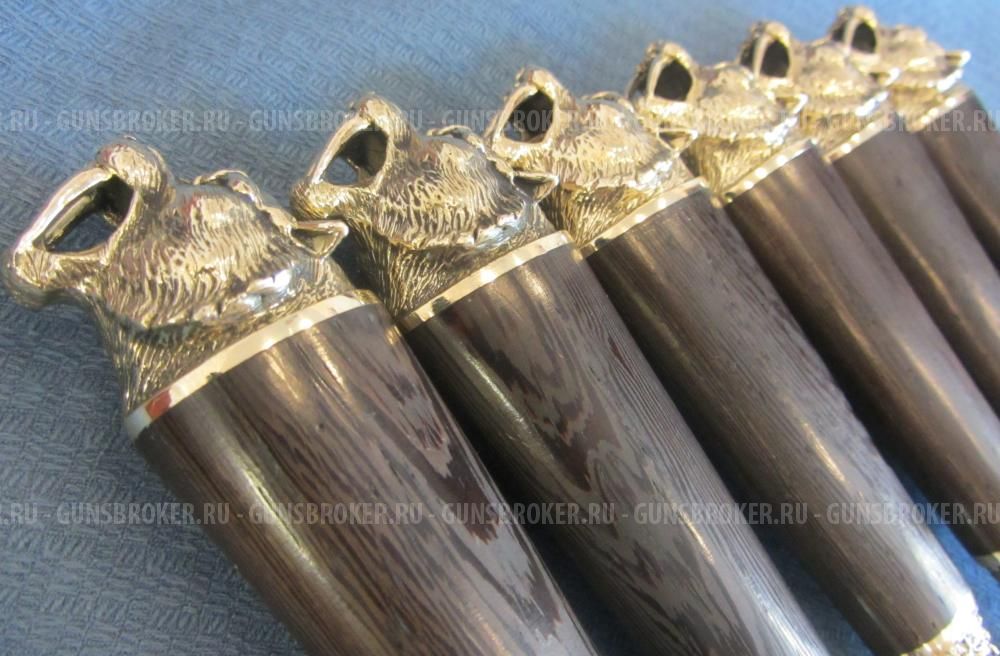 Шампура «Саблезубый тигр -  венге» с деревянной ручкой подарочные