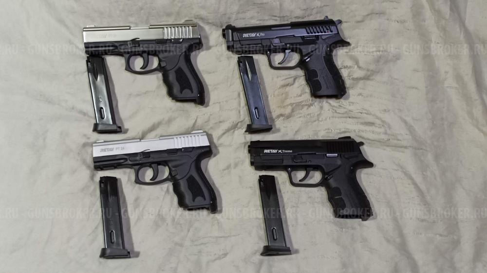 Охолощенный пистолет Retay Beretta 84FS. Glock 17. Blow Mini. XTreme. XPRO. PT24. кал. 9 мм P.A.K. 