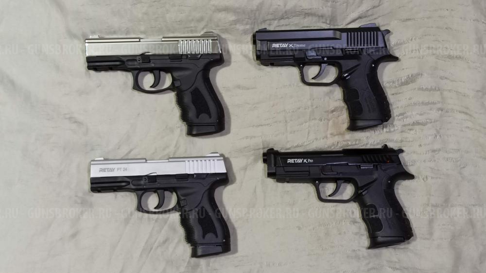 Охолощенный пистолет Retay Beretta 84FS. Glock 17. Blow Mini. XTreme. XPRO. PT24. кал. 9 мм P.A.K. 