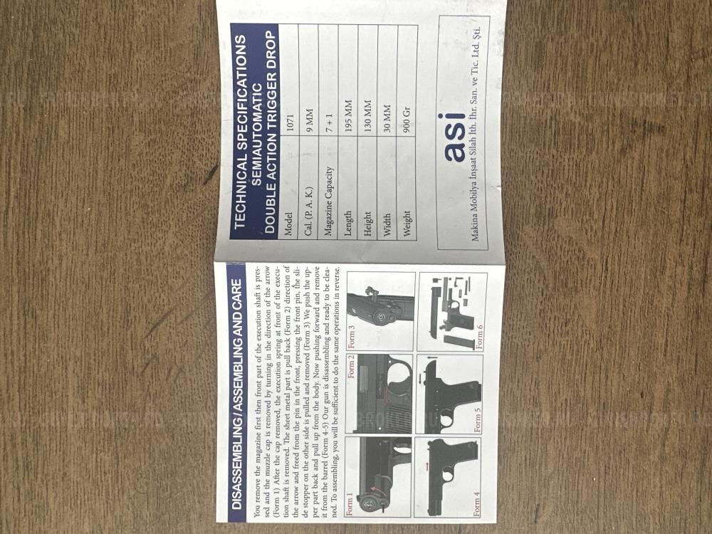 Сигнальный ТТ 9 мм ANSAR