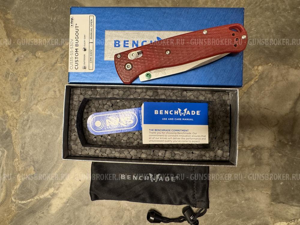 Складной нож, Benchmade Bugout Custom сталь CPM-S30V, рукоять Red G10