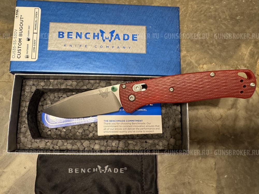 Складной нож, Benchmade Bugout Custom сталь CPM-S30V, рукоять Red G10
