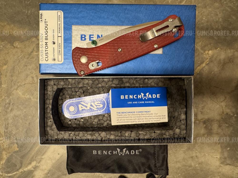 Складной нож, Benchmade Bugout Custom сталь CPM-S30V, рукоять Red G10