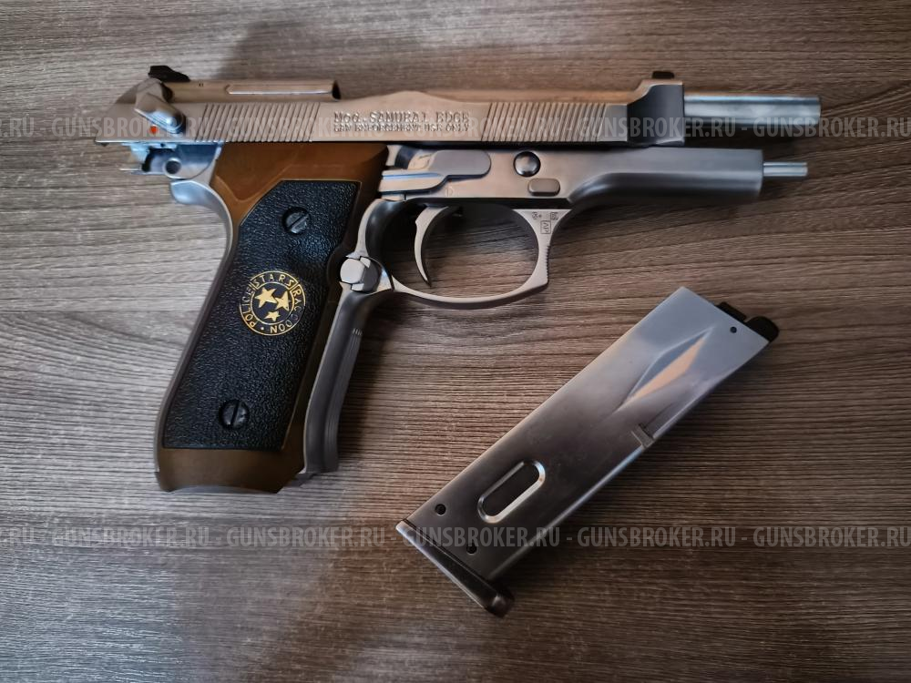 Страйкбольный пистолет WE Beretta M92F Samurai Edge BioHazard (6 мм, GBB, Gas, хром)