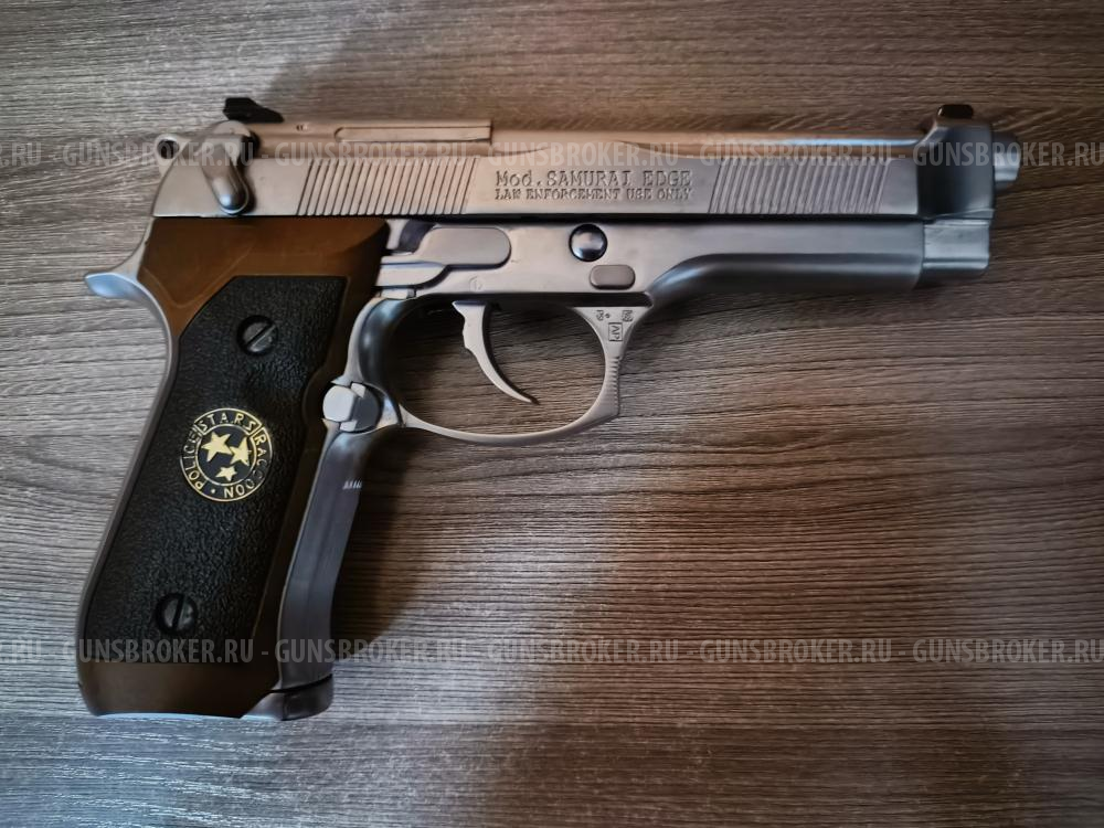 Страйкбольный пистолет WE Beretta M92F Samurai Edge BioHazard (6 мм, GBB, Gas, хром)