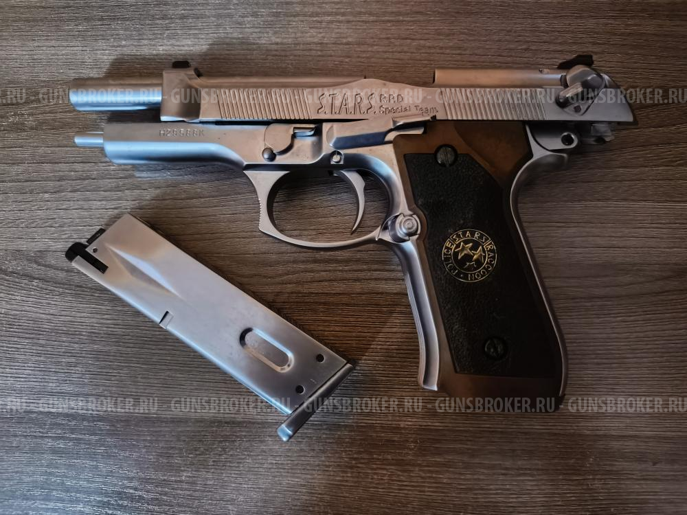 Страйкбольный пистолет WE Beretta M92F Samurai Edge BioHazard (6 мм, GBB, Gas, хром)