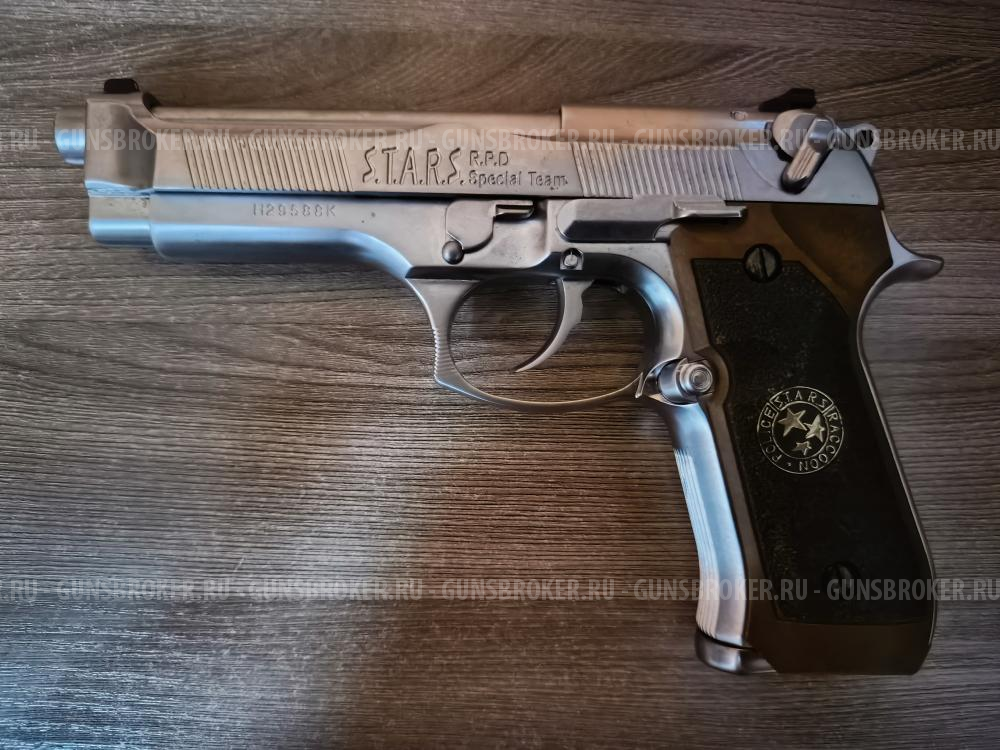 Страйкбольный пистолет WE Beretta M92F Samurai Edge BioHazard (6 мм, GBB, Gas, хром)