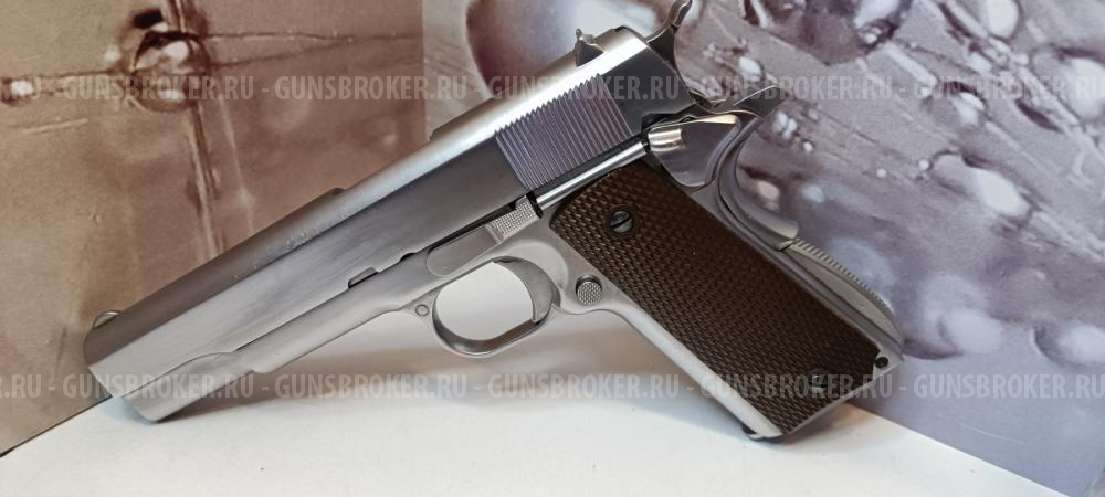 Страйкбольный пистолет WE Colt M1911A1 Silver, коричневые накладки
