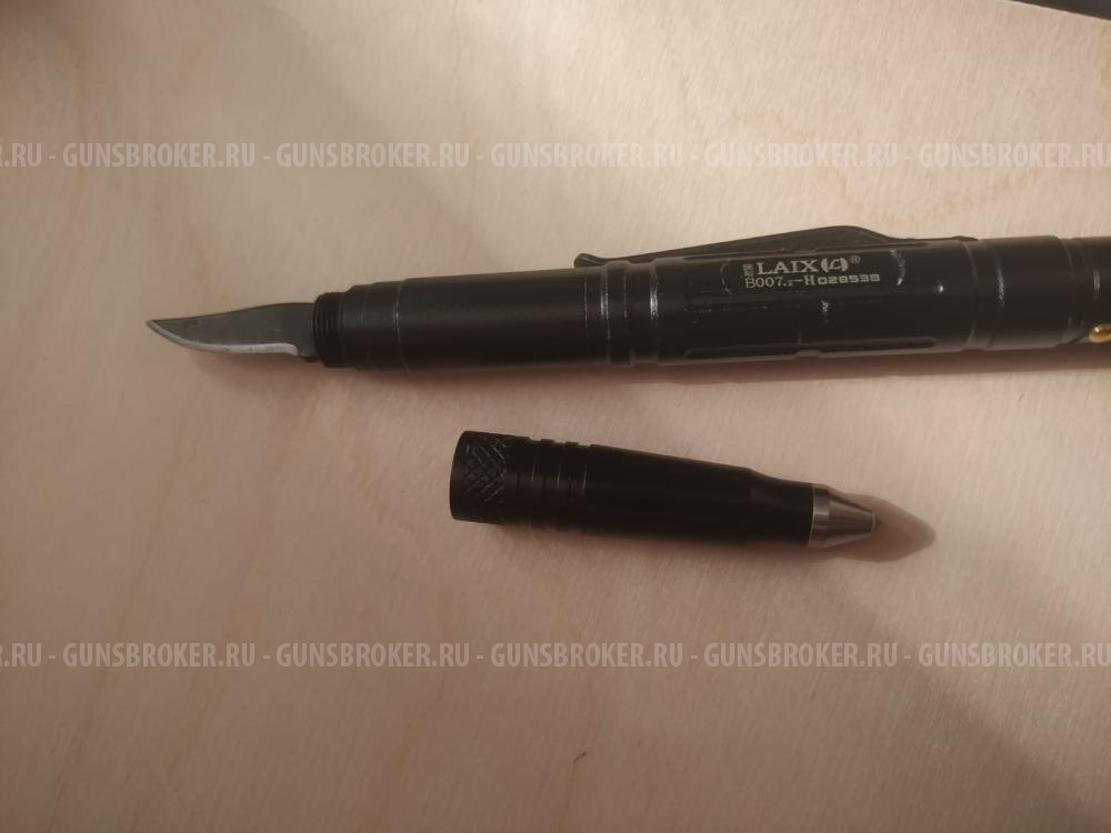 Тактическая ручка с фонариком, лезвием