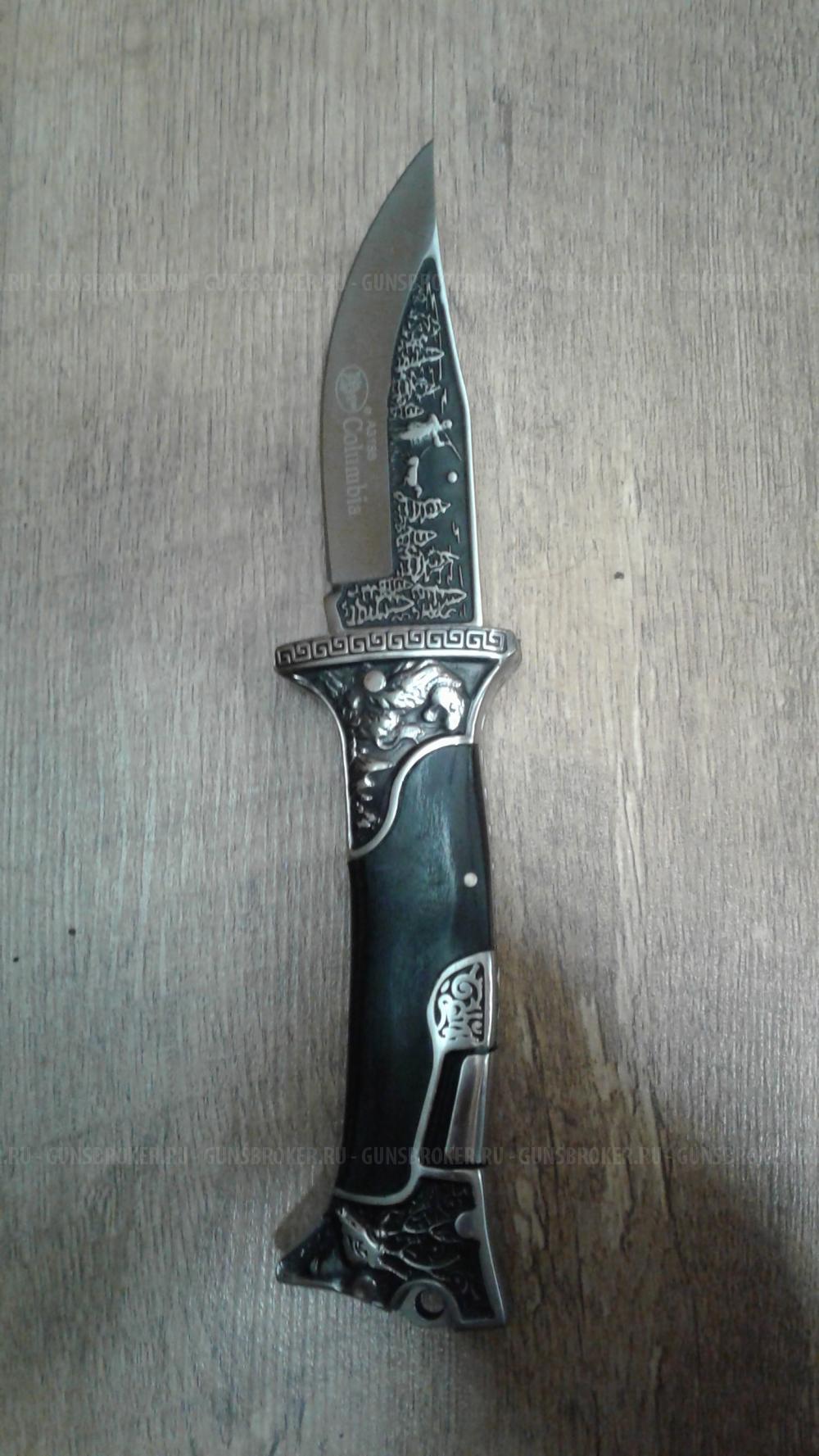 Мощный складной охотничий нож с гравировкой Красавец Клеймо