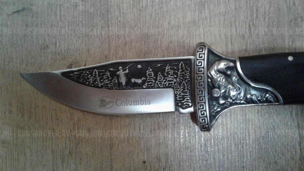 Мощный складной охотничий нож с гравировкой Красавец Клеймо