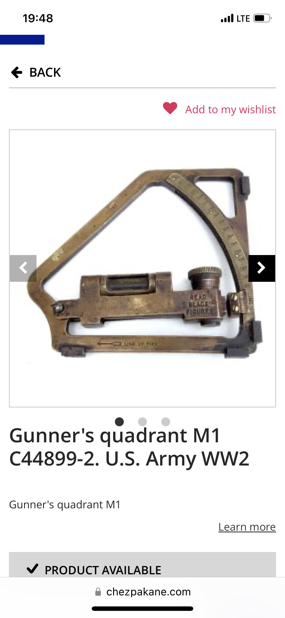 Угломер. Gunner's quadrant M1 C44899-2. U.S. Army WW2