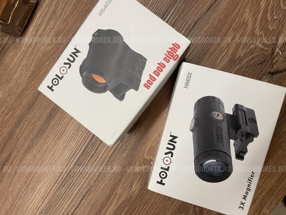 Увеличитель HOLOSUN HM3X Magnifier и  Коллиматорный прицел Holosun HS403R Micro 