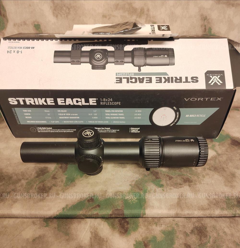 vortex strike eagle 1-8*24 SFP + моноблок hawke на пикатинни/weaver