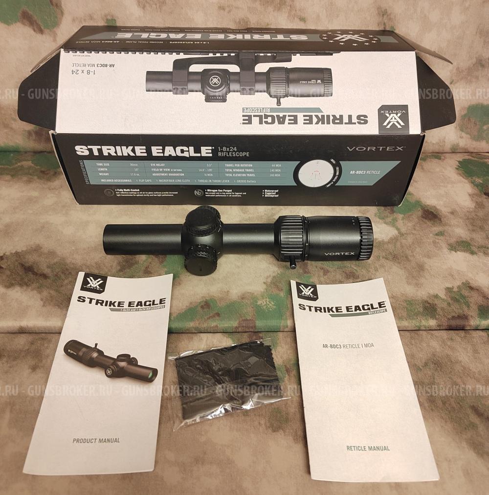 vortex strike eagle 1-8*24 SFP + моноблок hawke на пикатинни/weaver