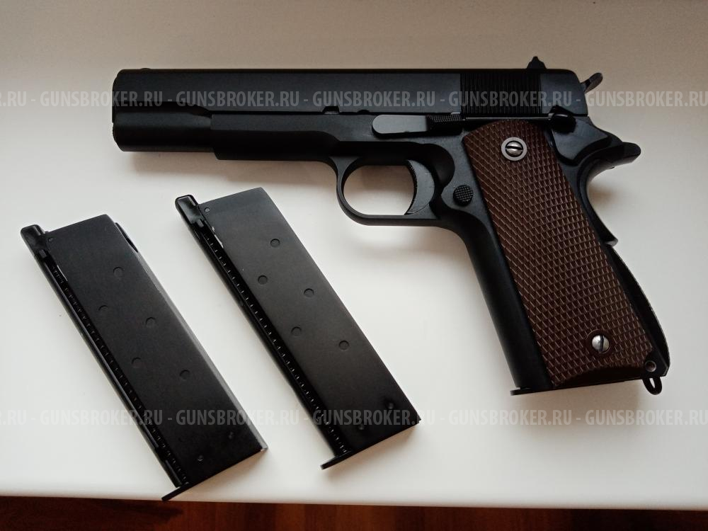 WE Colt 1911a1 greengas, blowback, airsoft gun + 2 магазина