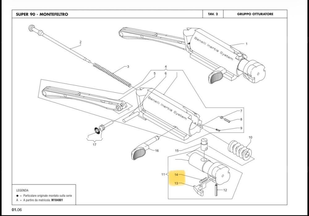Зуб выбрасывателя( экстрактор) Benelli G0004901 и пружина G0126900 